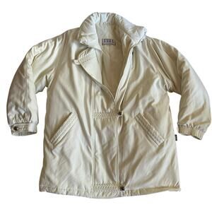 Vintage Izzi Outerwear Jacket Womens Large Puffer Off White Insulated Nylon